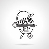 Black line vector icon for barbecue