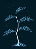 Winter tree with icy branches of the snowflakes. EPS10 vector illustration