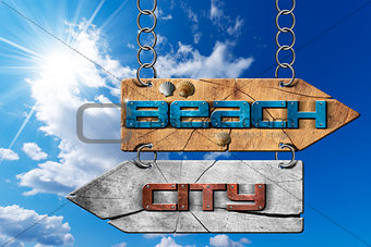 Beach and City - Directional Signs