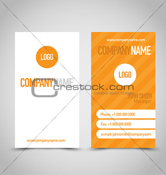 Business card set template. Orange and white color