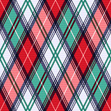 Rhombic tartan seamless texture in red and turquoise hues 