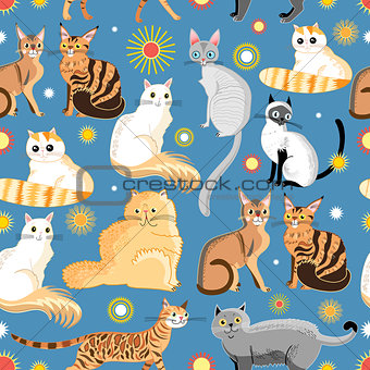 graphic pattern different breeds of cats