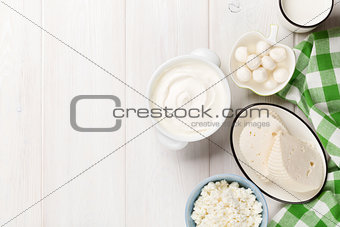 Dairy products. Sour cream, milk, cheese, yogurt and butter