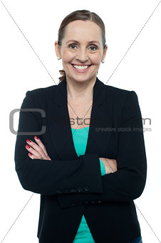 Profile shot of a cheerful confident woman