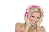 Woman enjoying music with headphones on