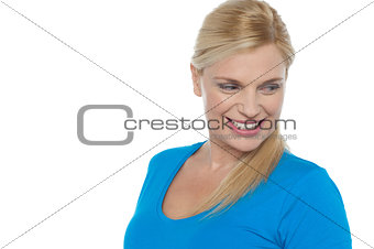 Woman in casuals sharply looking away
