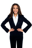 Charming corporate woman smiling heartily