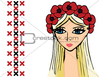 girl or woman with wreath of poppies