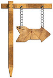 Wooden Directional Sign - One Arrow with Chain