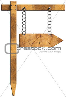 Wooden Directional Sign - One Arrow with Chain