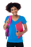 Cheerful student is all set to attend her classes