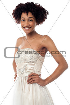 Stylish portrait of a confident smiling female model