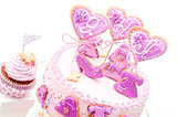 pink and violet girl's birthday cake