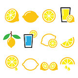 Lemon, lime - food icons set