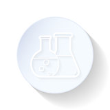 Flasks with scientific experiments thin lines icon