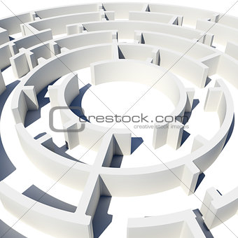 Top view of 3d model round labyrinth