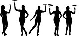Set silhouettes of woman making house improvement