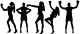 Set silhouettes of woman in boxing.