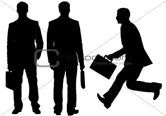 Silhouette of businessmen on white background.