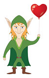 Elf with heart balloon