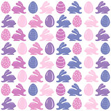Easter pattern with eggs and rabbit vector