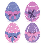 Hand-drawing cute easter eggs with a bow vector