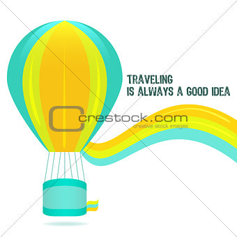 Colorful hot air balloon on a white background vector