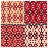 Four rhombic seamless patterns in red hues