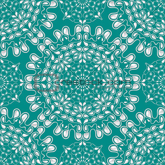 White water drops on turquoise background. Vector.