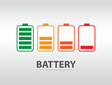 Simple battery icon with colorful charge level
