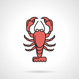 Red crayfish flat vector icon