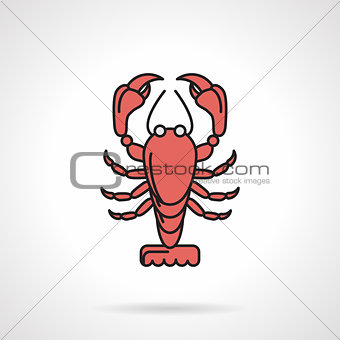 Red crayfish flat vector icon