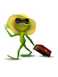 Frog with a Suitcase in a Hat