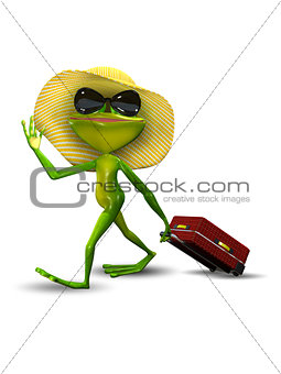 Frog with a Suitcase in a Hat