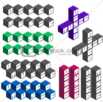 disco music party cubic square fonts in different colors
