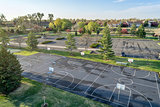 aerial view of basketball courts and park