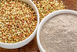 buckwheat grain and flour