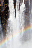 The Victoria falls with rainbow on water
