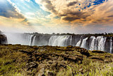 The Victoria falls with dramatic sky HDR effect