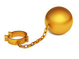 Golden shackles isolated