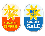 summer offer and sale 50 percent off discount, two elliptical la