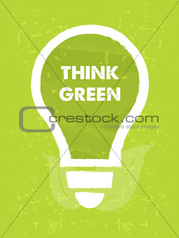 think green in bulb symbol with leaf sign over green grunge back