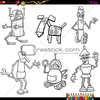 fantasy robots cartoons coloring page
