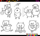 piglet student cartoon coloring page