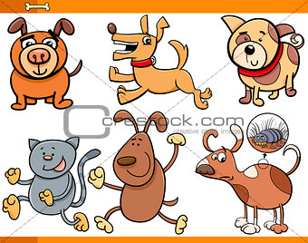 dogs characters cartoon set