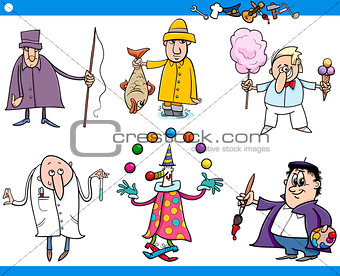 cartoon people occupations characters set