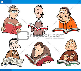 readers characters set cartoon