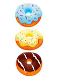Three donuts illustration with clipping path