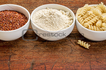 quinoa grain, flour and pasta