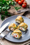 Omelette rolls with curd